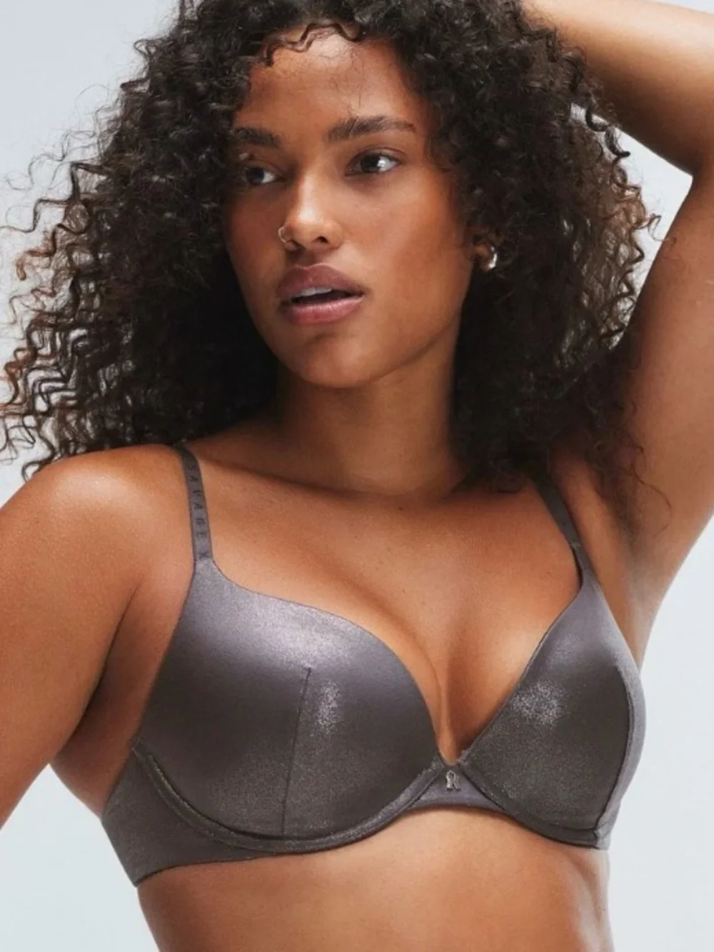 Savage X Fenty Shimmering Gray Bra MICROFIBER METALLIC PUSH-UP BRA Size 36DDD - Picture 4 of 13